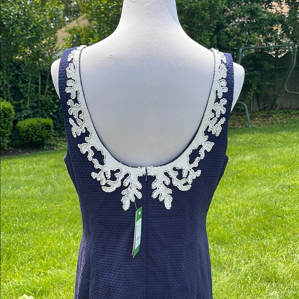 Lilly Pulitzer Gabby Shift Dress NWT True Navy and White Embellished Shift dress - Picture 4 of 10